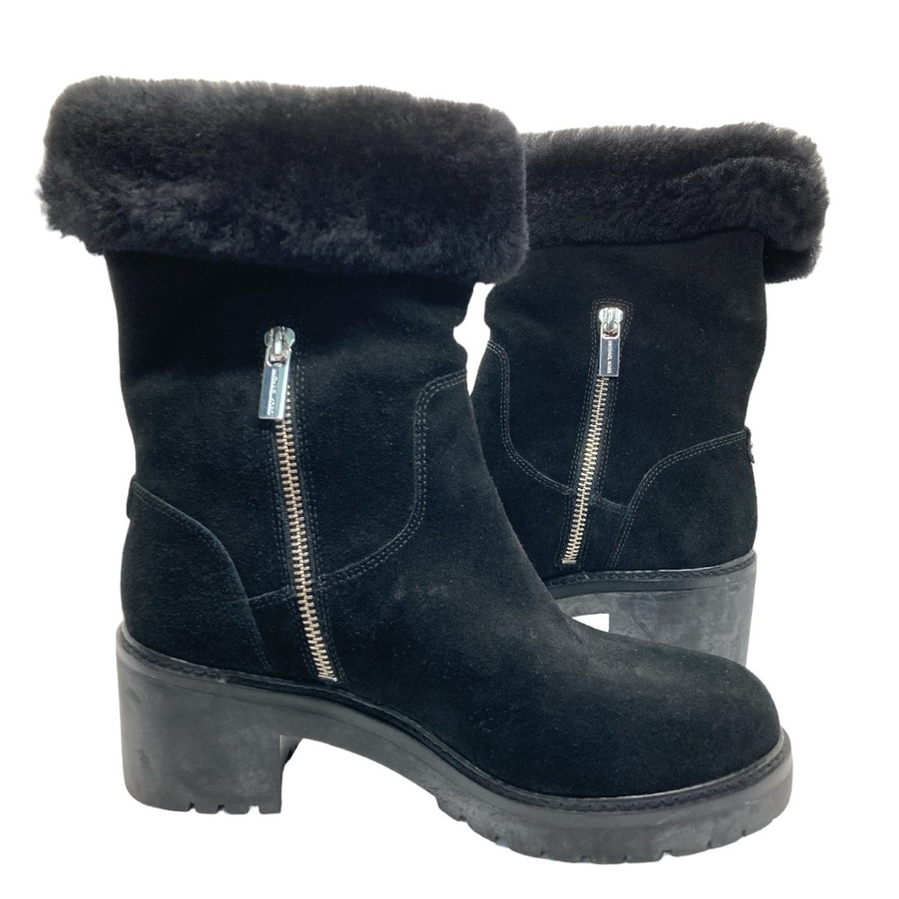 Michael Kors Leather Fur mid calf boots 7